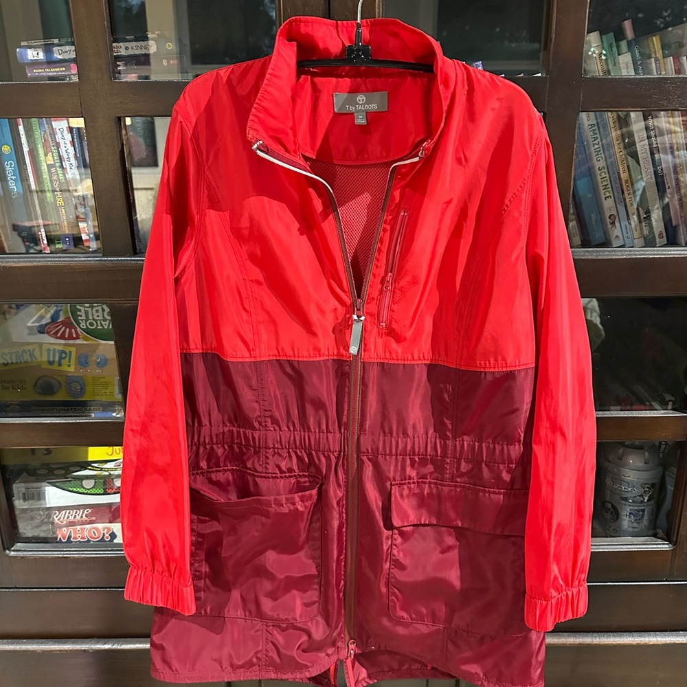 Talbots Bold Red Zip-Up Windbreaker Jacket